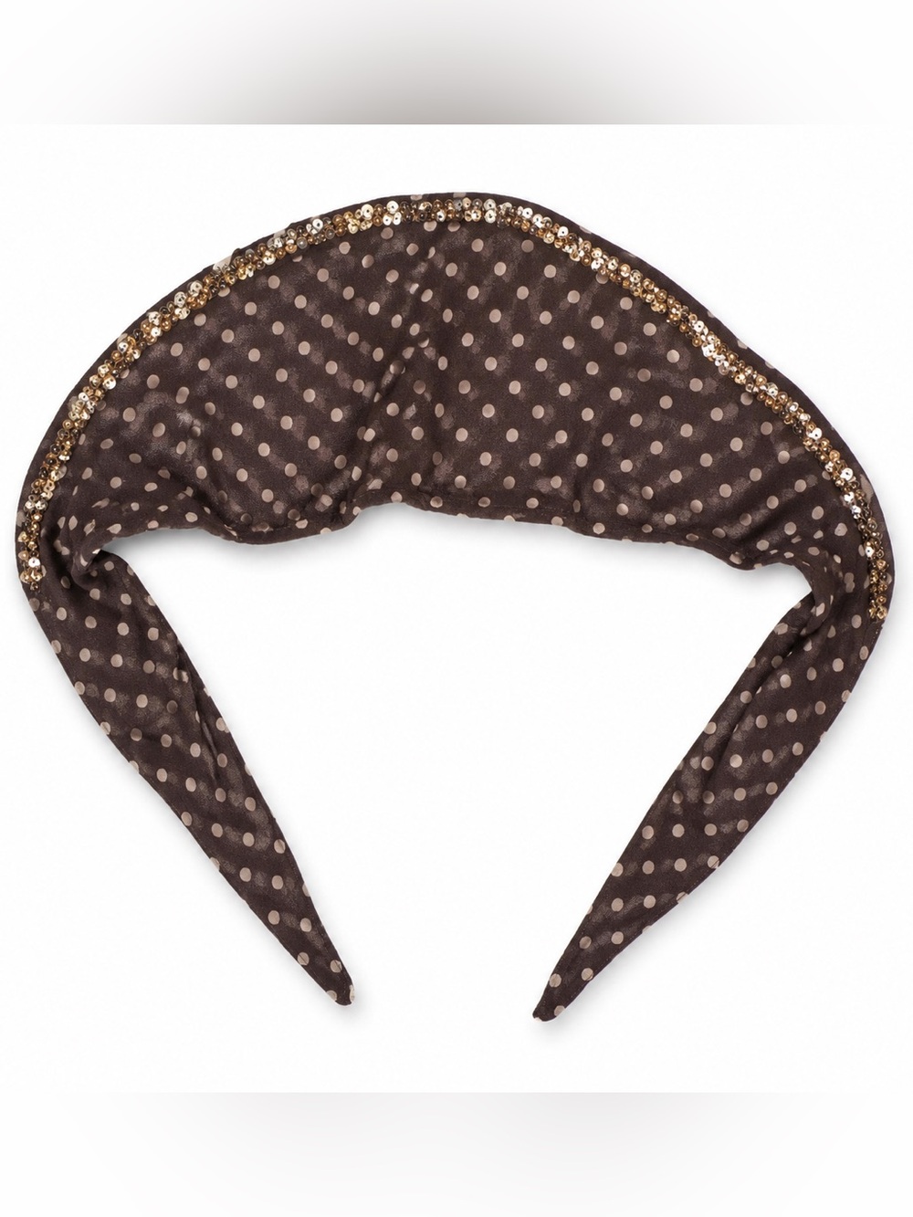 Free People Brown Polka Dot Sequin Tie-Back Headscarf